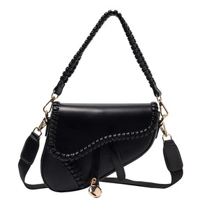Retro Saddle Bags Shoulder Bags PU Crossbody Leather Tote Bags for Women