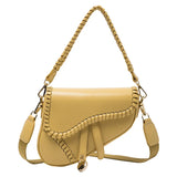 Retro Saddle Bags Shoulder Bags PU Crossbody Leather Tote Bags for Women