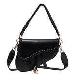 Retro Saddle Bags Shoulder Bags PU Crossbody Leather Tote Bags for Women