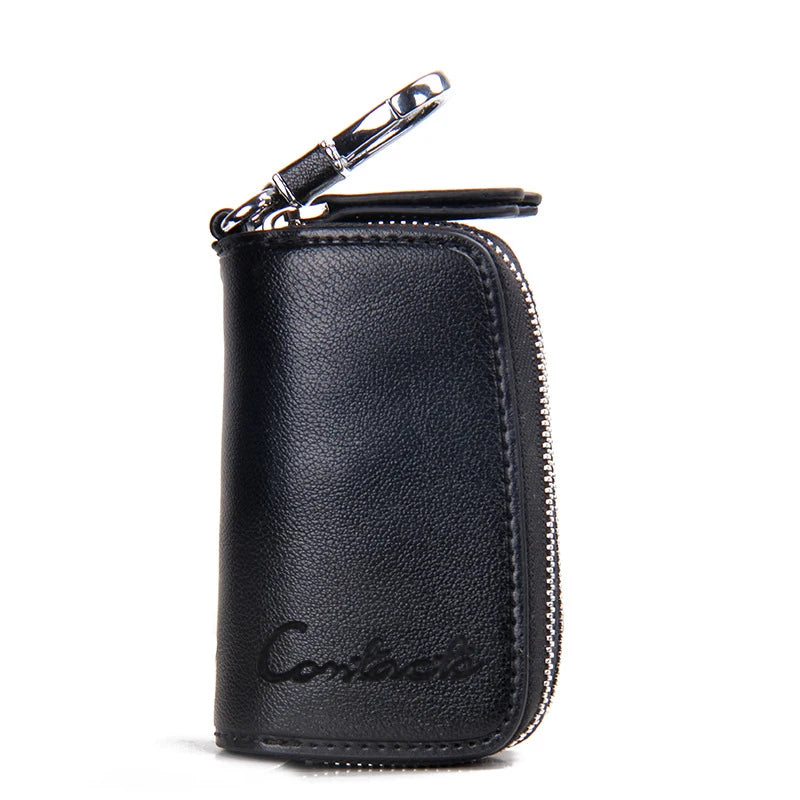 Retro Double Zip Men's Leather Key Holder High Class Key Case