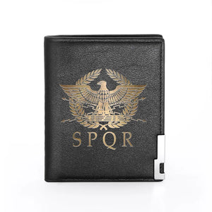 Roman Empire Leather Wallet Men Women Credit Card Holders SPQR Purses
