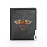 Steampunk Eagle Leather Wallet Billfold Credit Card Holder Short Purse