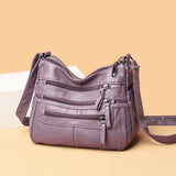 Soft Leather Shoulder Bags Multi-Layer Crossbody Handbag Purse