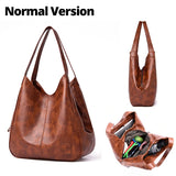 Vintage PU Leather Tote Bag Women Crossbody Handbag