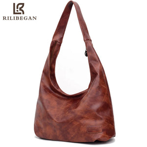 Vintage PU Leather Tote Bag Women Crossbody Handbag
