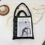 Classic Stitch Space Cotton Shoulder Bag Solid Plaid Handbag
