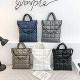 Classic Stitch Space Cotton Shoulder Bag Solid Plaid Handbag