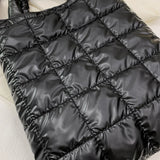 Classic Stitch Space Cotton Shoulder Bag Solid Plaid Handbag