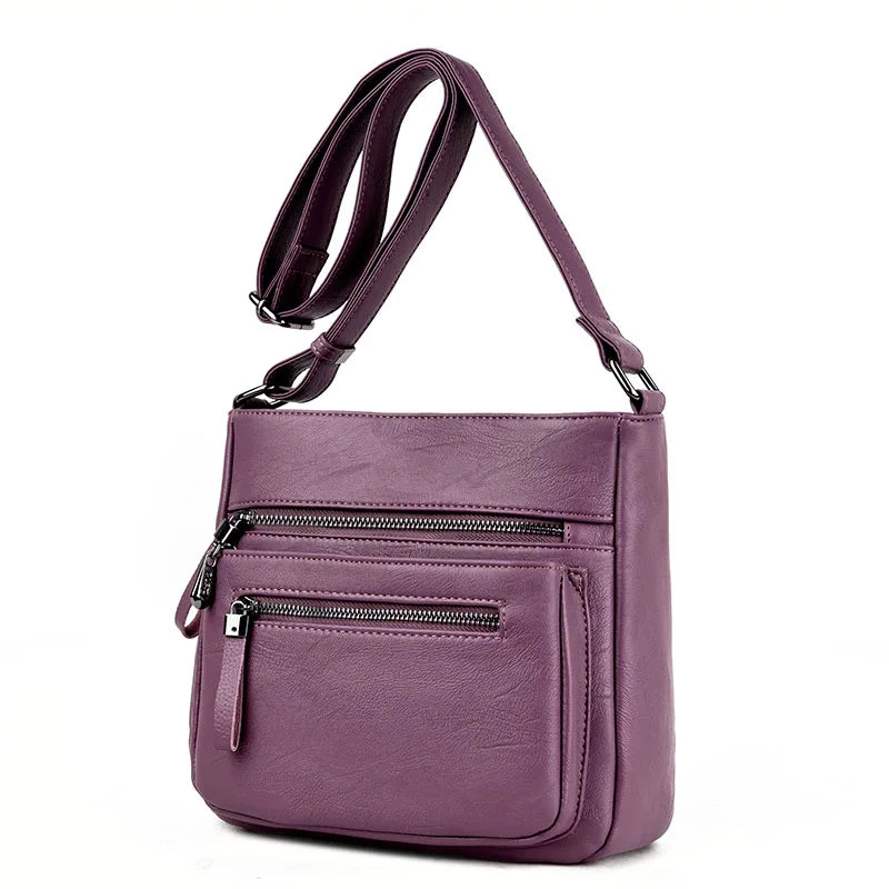 Classic Style Ladies Hand Shoulder Crossbody Bag PU Leather Top-Handle Purse