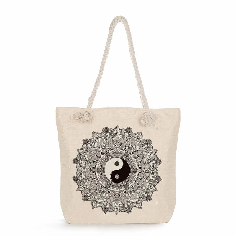 Totem Peace Print Tote Bag Geometry Graphic Women Handbag