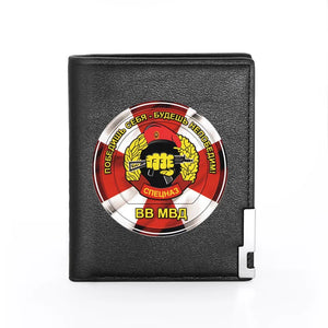 USSR Leather Wallet Military Men Women Billfold Credit Card Holders