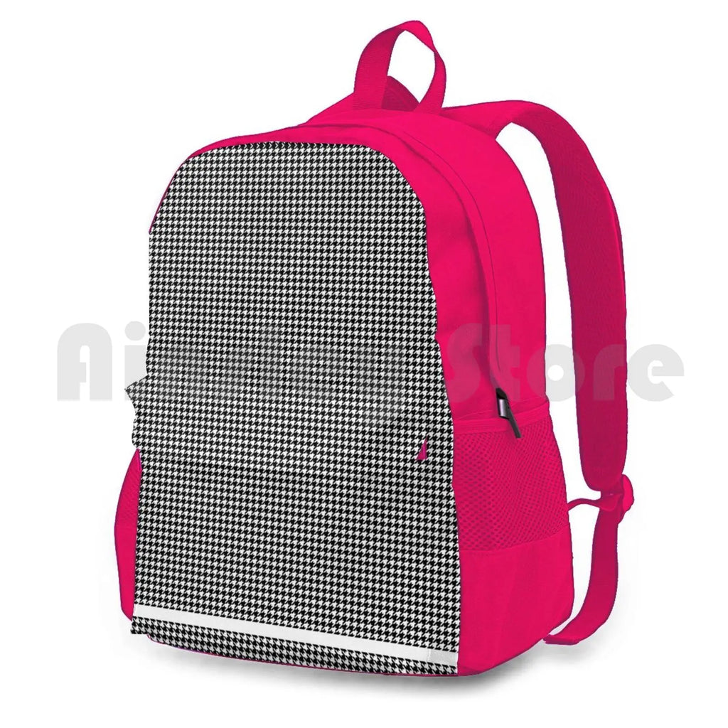 Vintage Houndstooth Outdoor Hiking Backpack Waterproof Camping Travel
