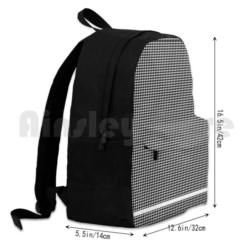 Vintage Houndstooth Outdoor Hiking Backpack Waterproof Camping Travel