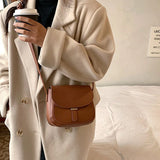 Vintage Women Crossbody Bag Leather PU Shoulder Handbag Square Bag Female