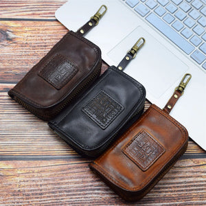 Classic Waist Key Bag Leather Calfskin Wallet Zipper Close