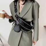Classic 2-IN-1 Leather Shoulder Bag Chest Bag Travel Satchel