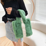 Classic Women Handbag Tote Bags Faux Fur Plush Bucket Bag