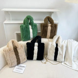Classic Women Handbag Tote Bags Faux Fur Plush Bucket Bag