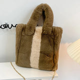 Classic Women Handbag Tote Bags Faux Fur Plush Bucket Bag