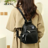 Classic Women PU Backpack Preppy Style Waterproof Shoulder Bag