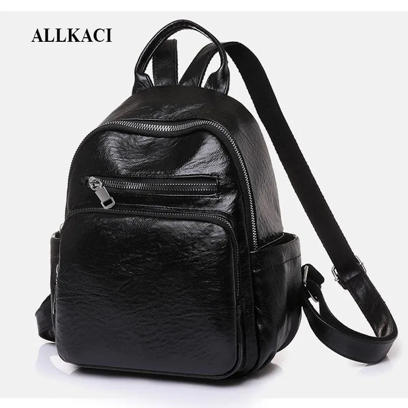 Classic Women PU Backpack Preppy Style Waterproof Shoulder Bag