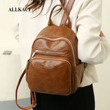 Classic Women PU Backpack Preppy Style Waterproof Shoulder Bag