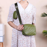 Women's PU Leather Square Handbag Diamond Pattern Shoulder Bag