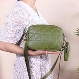 Women's PU Leather Square Handbag Diamond Pattern Shoulder Bag