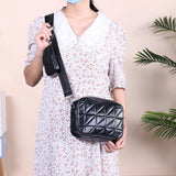Women's PU Leather Square Handbag Diamond Pattern Shoulder Bag