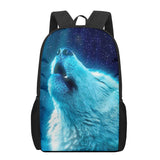 Fierce Wolf 3D Print School Bags 16-inch Kids Backpack Book Bag