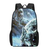 Fierce Wolf 3D Print School Bags 16-inch Kids Backpack Book Bag
