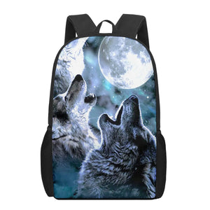 Fierce Wolf 3D Print School Bags 16-inch Kids Backpack Book Bag