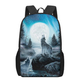 Fierce Wolf 3D Print School Bags 16-inch Kids Backpack Book Bag