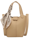 Classical Scarf Bucket Bag Green Pu Leather Shoulder Crossbody Tote Bag
