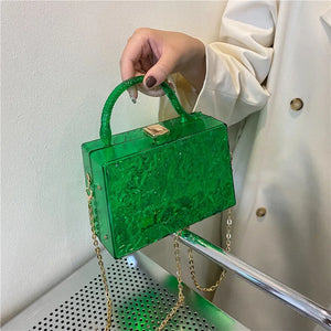 Clear Acrylic Box Evening Bag Top Handle Dinner Clutch Purses Crossbody Bag