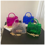 Clear Acrylic Box Evening Bag Top Handle Dinner Clutch Purses Crossbody Bag
