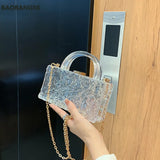 Clear Acrylic Evening Bag Top Handle Clutch Crystal Hand