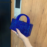 Clear Acrylic Evening Bag Top Handle Clutch Crystal Hand