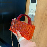 Clear Acrylic Evening Bag Top Handle Clutch Crystal Hand