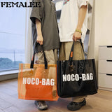 Clear PVC Letters Large Capacity Tote Bags