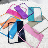 Clear Nylon Cosmetic Bag with Glitter Varsity Letter Patches