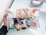 Clear Nylon Cosmetic Bag with Glitter Varsity Letter Patches