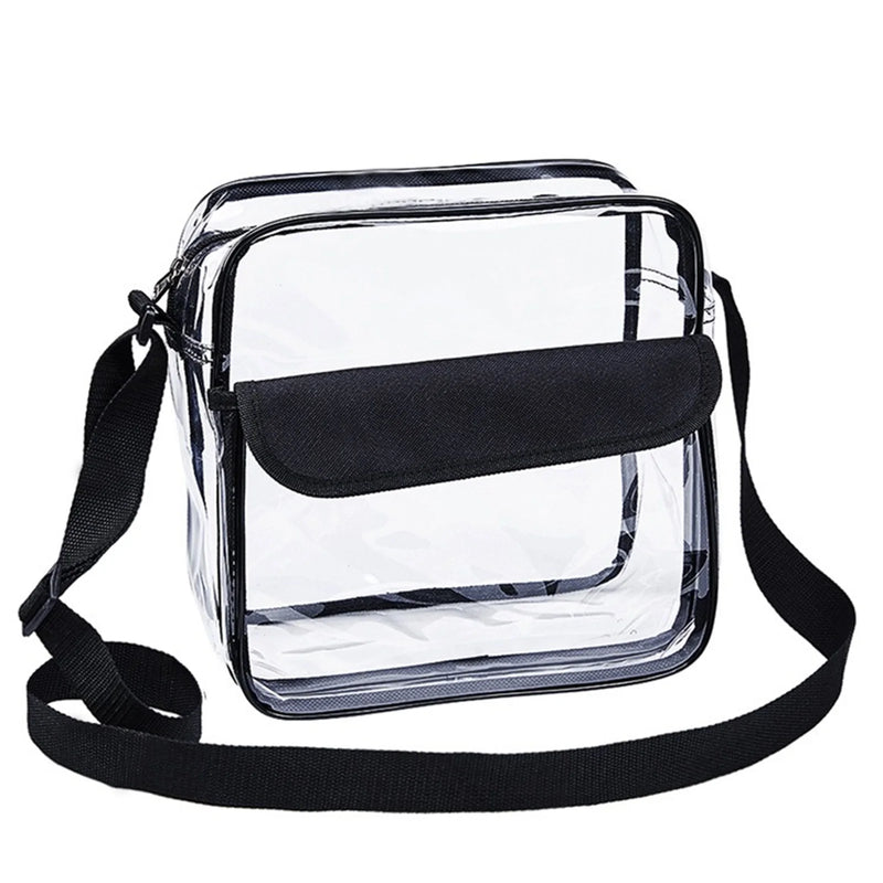 Clear PVC Shoulder Handbag Adjustable Long Strap Casual Outdoor Style