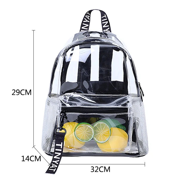 Clear PVC Women Backpack Transparent Solid Backpack Travel School