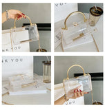 Clear Acrylic Bag Metal Handle Purse Transparent Evening Clutch