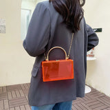 Clear Acrylic Bag Metal Handle Purse Transparent Evening Clutch