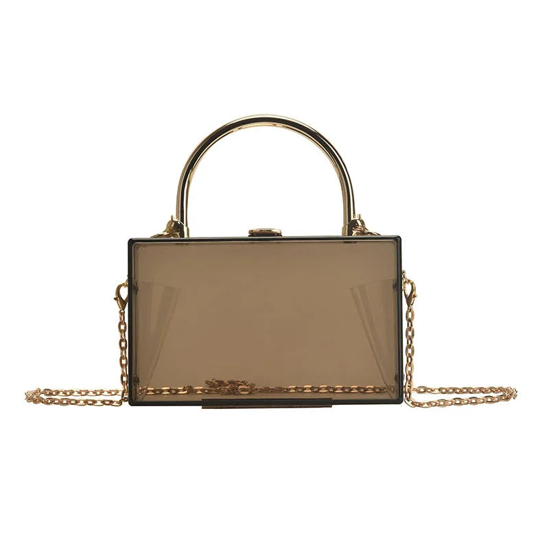 Clear Acrylic Bag Metal Handle Purse Transparent Evening Clutch