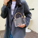 Clear Acrylic Bag Metal Handle Purse Transparent Evening Clutch