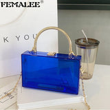 Clear Acrylic Bag Metal Handle Purse Transparent Evening Clutch