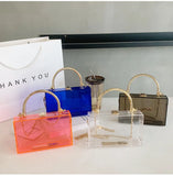 Clear Acrylic Bag Metal Handle Purse Transparent Evening Clutch